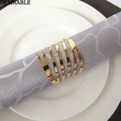 10Pcs/set  Metal Napkin Rings Hotel banquet Dinner Table Decoration Supplies party Tableware Serviette Holder Gold Napkin Buckle ► Photo 1/6