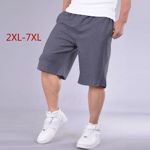 Big Size Shorts Men Solid Baggy Loose Elastic Shorts Cotton Casual