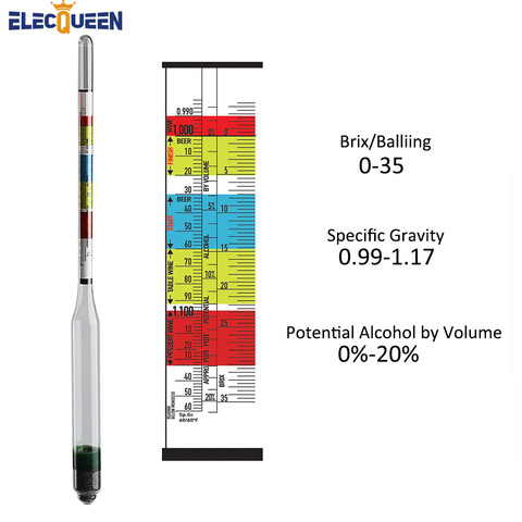 3 Scale Hydrometer For Wine Beer Cider Alcohol Testing Fitting With Home brew Free Shipping ► Photo 1/6