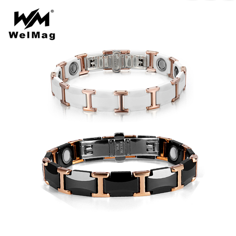 WelMag Couple Tungsten Ceramic Bracelet Strong Magnetic Bracelets Bangles Health Energy Wristband for Women Men Luxury Jewelry ► Photo 1/6