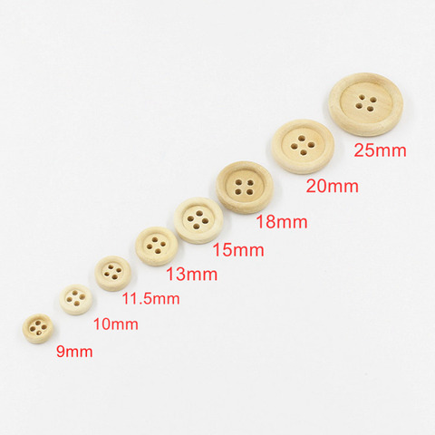 30-100PCS Multi Sizes Round Buttons Mixed Wooden Buttons Natural Color 4-Holes Scrapbooking DIY Sewing Accessories ► Photo 1/6