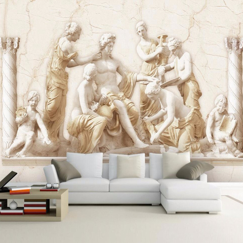 Custom 3D Mural Wallpaper European Style Roman Relief Art Murals Living Room Study Sofa TV Background Photo Wallpaper Home Decor ► Photo 1/6