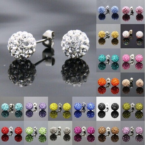 New Stainless Steel 19 Color Trendy Brand Earrings Top Quality Ball Crystal Stud Earring For Women Wholesale Fashion Jewelry ► Photo 1/6