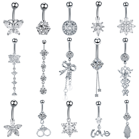 1PC Stainless Steel Crystal Navel Button Piercings Gem Nombril Belly Bars Sexy Ombligo Piercings Dangle Earring Piercing Jewelry ► Photo 1/6