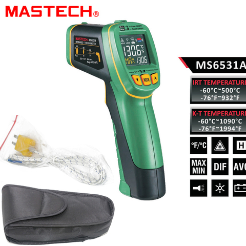 MASTECH MS6531A Handheld -60~500 Celsius Non-contact Infrared Thermometer Point Temperature Gun with K-type Measurement ► Photo 1/6
