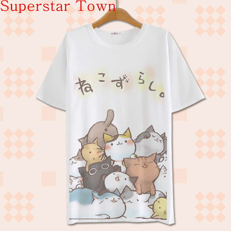 Summer Harajuku Shirt Neko Atsume Anime Cartoon Japanese Kawaii Clothes  Casual Female T-shirt Cat Tops Tee Lolita Vestidos - Price history & Review  | AliExpress Seller - Kingmoongarden Store 