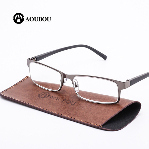 AOUBOU Brand High-End Business Reading Glasses Men Stainless Steel PD62 Leesbril Ochki +1.75+1.25 Degree Gafas De Lectura  AB002 ► Photo 1/6