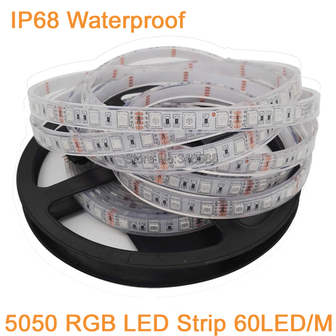 DC12V 5M LED Strip 5050 SMD RGB LED Strip Tape IP68 Waterproof LED Stripe Bar Light String Holiday Decor Lamp 1m Underwater Safe ► Photo 1/6