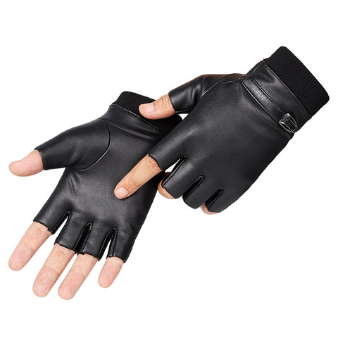 Army Military Tactical Half Finger Cycling Glove Winter Elasticity PU Leather Plus Plush Warm Men Sport Fitness Driving Glove C5 ► Photo 1/6