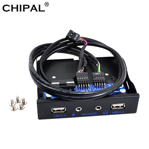 CHIPAL 20Pin 4 Port USB 2.0 Hub PC Front Panel Bracket HD Audio 3.5mm Earphone MIC Connector For Desktop 3.5