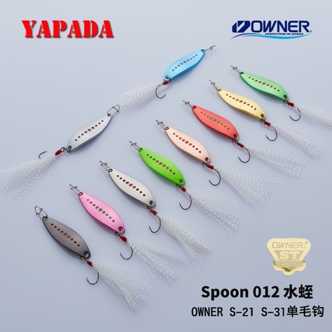 YAPADA Spoon 012 New Leech 2g-3g OWNER Single Hook+Feather 33mm-38mm Multicolor Zinc alloy Metal Small Spoon Fishing Lures Trout ► Photo 1/6
