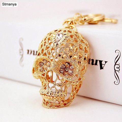 Skull Key chain New High Quality Rhinestones Skeleton KeyChains  Bag charm Car Key ring Bag Gift wholesale K1583 ► Photo 1/5