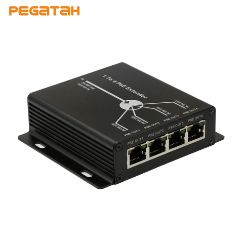 1-Port 10/100M IEEE802.3at (power-in) to 4-Ports IEEE802.3af (power-out) PoE Extender for POE IP camera system ► Photo 1/6
