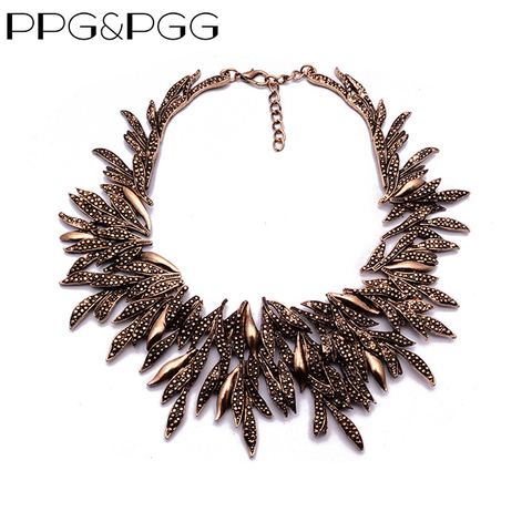 Indian Ethnic Vintage Large Collar Necklace Women Alloy Willow Leaves Statement Chokers Necklaces For Women Maxi Punk Necklace ► Photo 1/6