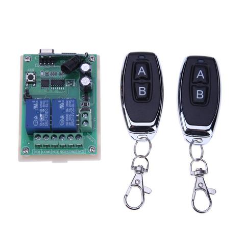 12V/24V 2 Channel Relay Wireless Remote Control Switch 433Mhz + 2pcs Two Keys Remote Control for Garage Door Lighting Curtains ► Photo 1/6