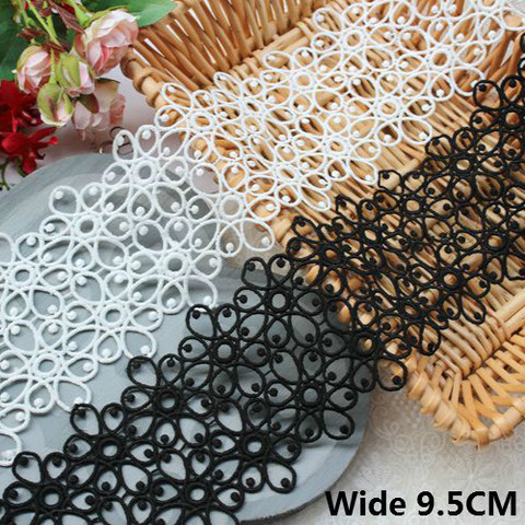 9.5CM Wide Luxury White Black Lace Water Soluble Embroidered Lace Neckline Collar Ribbon Trim Women Dress DIY Sewing Supplies ► Photo 1/5