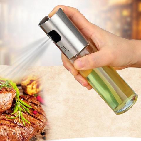 100ML 1Pcs Stainless Steel Glass Olive Pump Spray Bottle Oil SauceVinegar Bottle Oil Dispenser for Cooking Salad Kitchen Baking ► Photo 1/6