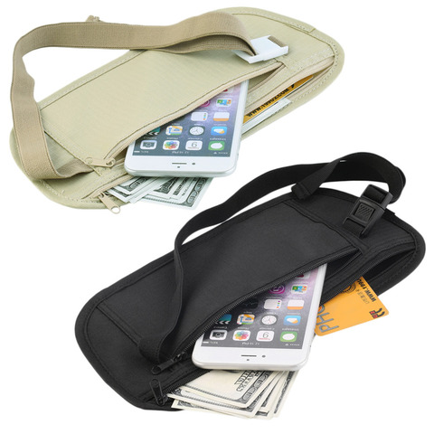 Travel Pouch Hidden Zippered Waist Compact Security Money running / sport Waist Belt Bag Running Bags Outdoor Bags ► Photo 1/5