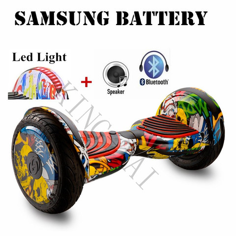 10 inch hoverboard with Led + Bluetooth+ speakers two wheels smart self balancing scooter electric skateboard giroskuter ► Photo 1/6