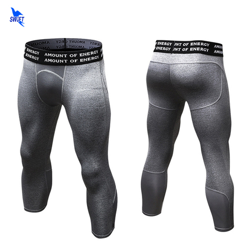 2022 Running 3/4 Compression Pants Men Athletic Fitness Training Clothing Men's Tights Trousers Quick Dry Sports Gym Leggings ► Photo 1/6