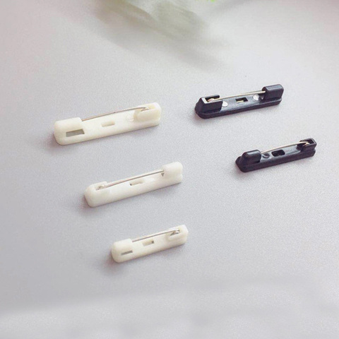 50PCS 2.0cm 3.0cm 3.6cm white plastic brooches pin backs black plain safety pins for DIY Badge Handmade material jewelry finding ► Photo 1/6