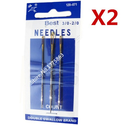 2Pack=(6Pcs) High Quality Hand Sewing Needles Stitcher Thread Harness Craft Hand Stitch Tool for Leather Craft AA7377 ► Photo 1/2