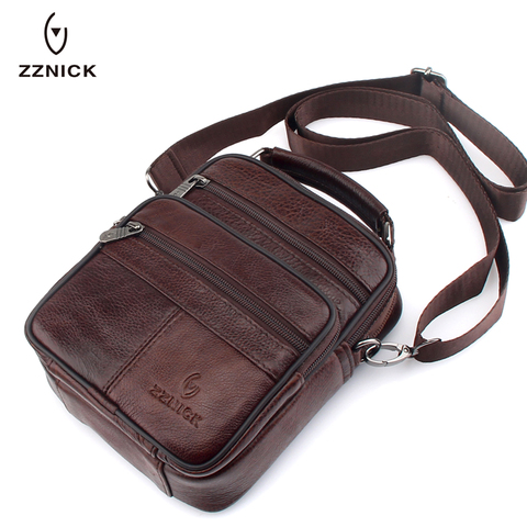ZZNICK 2022 New Fashion Genuine  Leather Shoulder Bag Small Messenger Bags Men Travel Crossbody Bag Handbags Men Bag Flap ► Photo 1/6