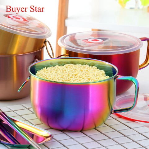 1 PCS Multifunction Noodle Bowl With Handle Ring Salad Ice Cream Soup Instant Noodle Bowl  Food Container Kitchen Tablewares ► Photo 1/6