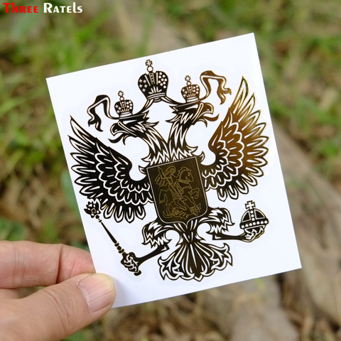 Three Ratels MT-017# 9.2*8cm 6*5.2cm metal nickel car sticker Double-headed eagle coat of arms Russian national  emblem ► Photo 1/6