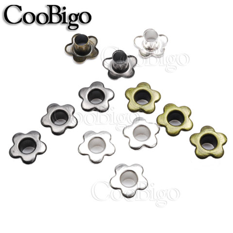 100pcs Flower Metal Eyelets Grommets for Fabric Clothing Sewing Shoes Belt  Cap Bag Scrapbooking Leather DIY