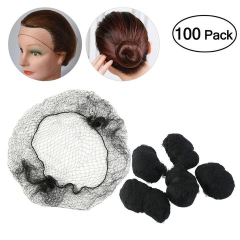 100pcs Nylon Hairnets Black Color Invisible Soft Elastic Lines Hair Net For Dancing Sporting Hair Net Wigs Weaving - Black ► Photo 1/6