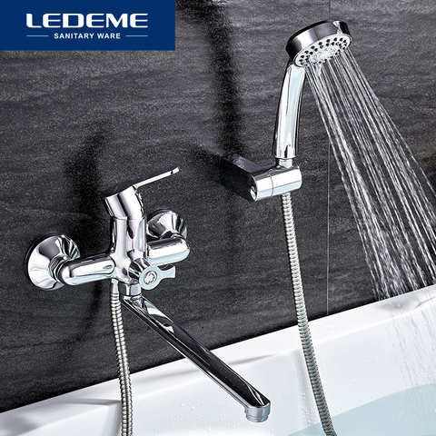 LEDEME Bathtub Faucets Set Hand Shower Head Bathroom Single Handle Chrome Plated Shower Bathtub Faucet Bath Faucet L2203 L2203W ► Photo 1/6