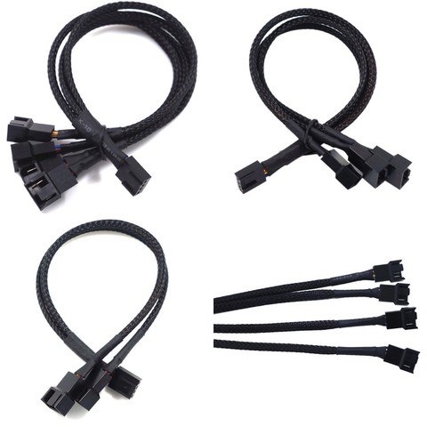 High Quality 4 Pin Pwm Fan Cable 1 To 2/3/4 Ways Splitter Black Sleeved 27cm Extension Cable Connector 4Pin PWM Extension Cables ► Photo 1/6
