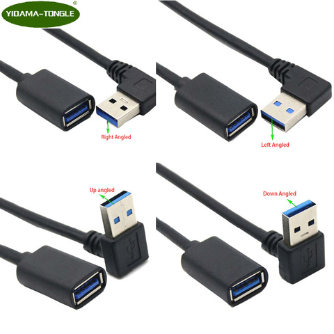 USB 3.0 Extension Cable Up Down Left Right Angle 90 Degree Male to Female Super Speed 5Gbps Data Sync Charging ► Photo 1/6