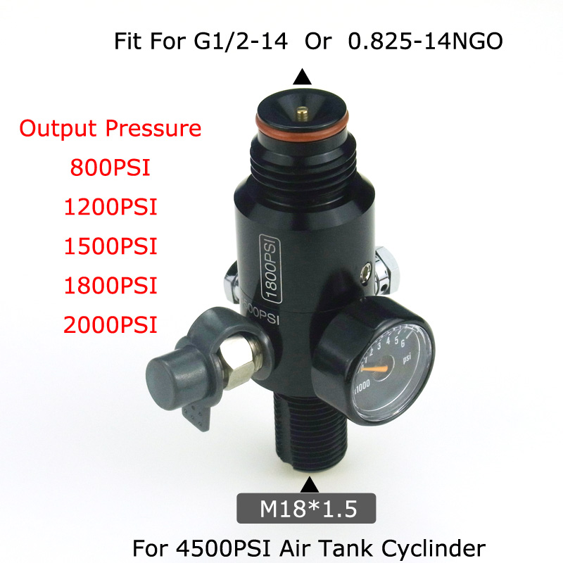 PCP Regulator 5/8-18UNF HPA 2200psi Output For Air Tank Paintball Black US 