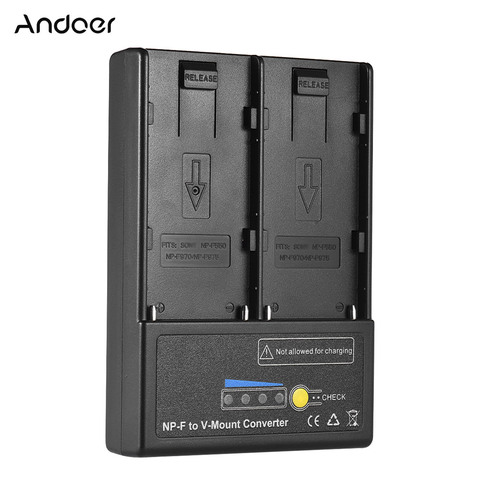 Andoer NP-F to V-mount Battery Converter Adapter Plate with Dual Slot  for NP-F550 NP-F750 NP-F970 Series High Quality ► Photo 1/6