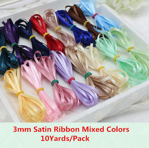 (10 Colors Mix) 3mm Satin Ribbon Wedding Party Decoration Invitation Card Gift Wrapping Scrapbooking Supplies Riband 10Yards Y03 ► Photo 1/2