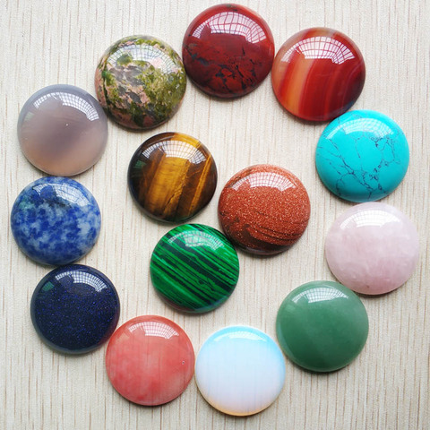 Wholesale 12pcs/lot 2022 new fashion natural  stone mixed round cabochon beads 30mm for jewelry Accessories making free shipping ► Photo 1/6