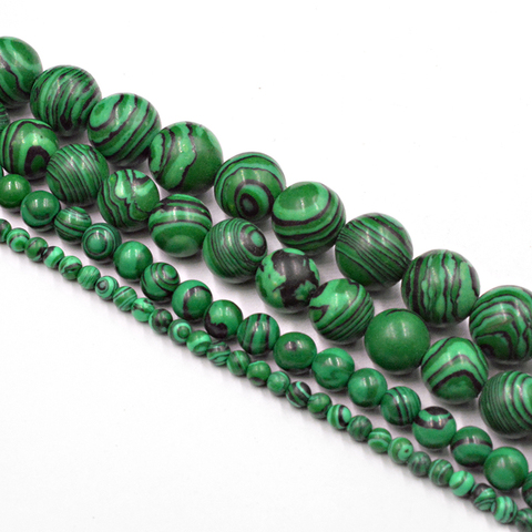 Wholesale Natural Malachite Smooth Stone Beads Wholesale Loose Beads for Jewelry Making Accessories  DIY Free Shipping 4-12mm ► Photo 1/2