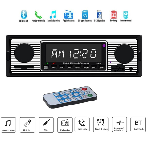 Adeeing Auto Car Radio Bluetooth Vintage Wireless MP3 Multimedia Player AUX USB FM 12V Classic Stereo Audio Player Car Electric ► Photo 1/6