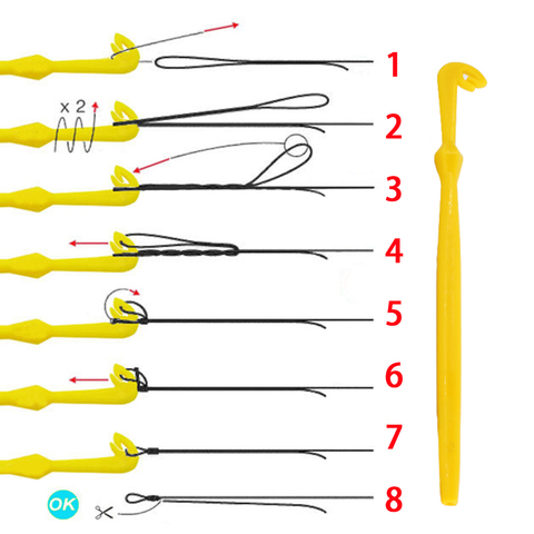 Plastic hook Loop Knot Quick tie Disgorger 2pcs set Fishing Hand tools