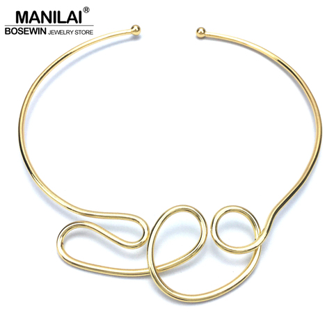 MANILAI Geometric Alloy Chokers Necklaces For Women Fashion Jewelry Bib Collar Necklace Statement Punk Design ► Photo 1/6