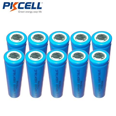 10pcs PKCELL IFR 14500 3.2V IFR14500 Li-ion Battery 600mah LiFePO4 AA Rechargeable Lithium Batteries cell for camera ► Photo 1/6
