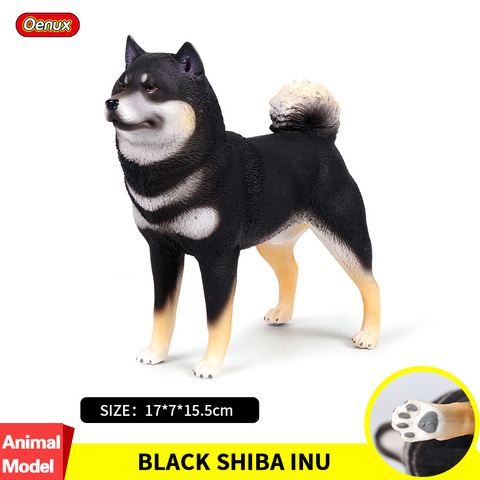 Oenux Lovely Japan Black Shiba Inu Pet Animal Model Kawaii Big Dog Action Figures PVC Cute Educational Toys For Kids Gift ► Photo 1/1