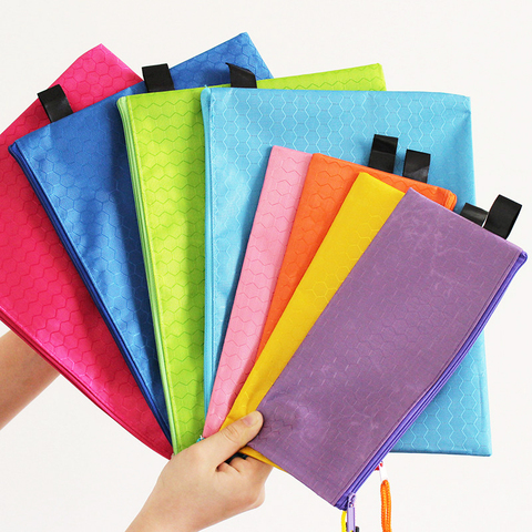 1 pcs Colorful Single Layer canvas Cloth Zipper Paper File Folder Book Pencil Pen Case Bag File Document Bags supplies ► Photo 1/6