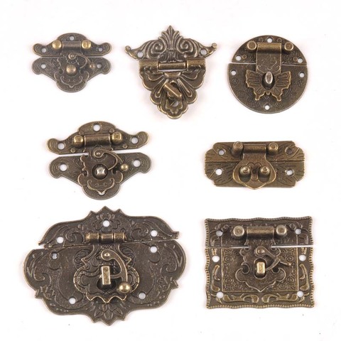 Antique Brass Wooden Case hasp Vintage Decorative Jewelry Gift Box Suitcase Hasp Latch Hook Furniture Buckle Clasp Lock CP2264 ► Photo 1/6