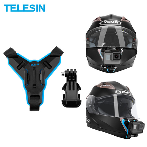 TELESIN Motorcycle Helmet Strap Mount Action Camera Front Chin Mount for GoPro Hero 9 8 7 6 5 DJI Osmo Action Accessories ► Photo 1/6