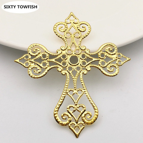 SIXTY TOWFISH 20 Pieces 58*63mm Metal Filigree Cross Flowers Slice Charms Base Setting Jewelry DIY Components Filigree Charms ► Photo 1/6