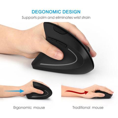 Mouse Raton Professional Vertical Wireless Ergonomic Mouse Left hand Optical 1600DPI Gaming For PC Laptop computer mouse 18Aug6 ► Photo 1/6