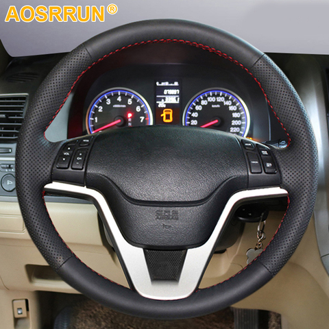 Car Accessories Leather Hand-stitched Car Steering Wheel Cover For Honda CRV CR-V 2007 2008 2009 2010 2011 ► Photo 1/3